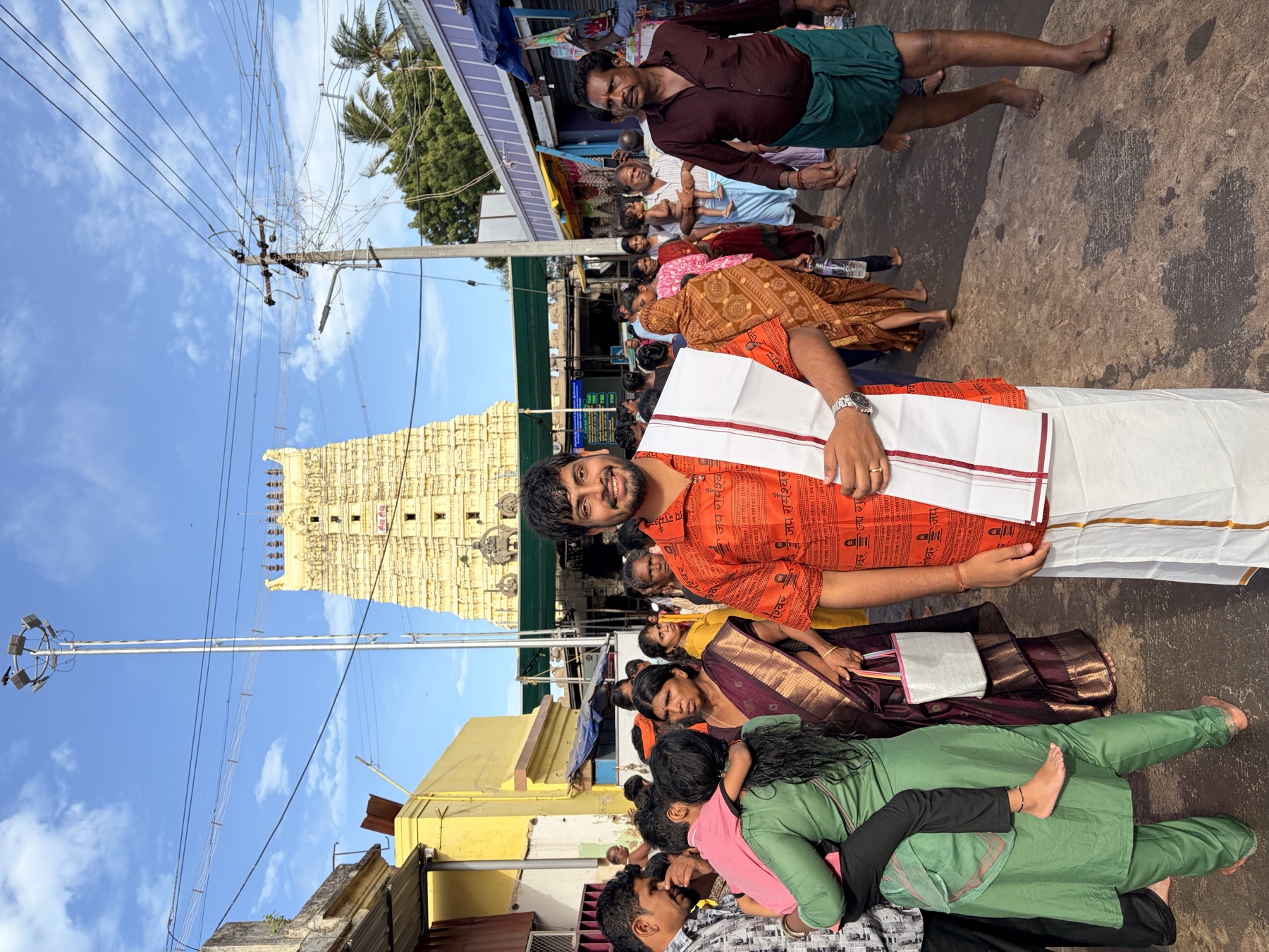 Ankit in traditional attire during a temple visit